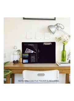 Generic A4 Multi-Functional File Folder PU Leather Business Padfolio Paper Document Storage Organizer Black  - Image 5