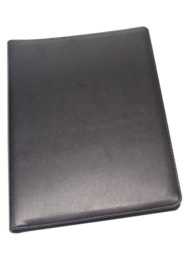 Generic - A4 Multi-Functional File Folder PU Leather Business Padfolio Paper Document Storage Organizer Black - Image 1