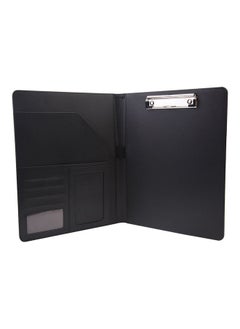 Generic A4 Multi-Functional File Folder PU Leather Business Padfolio Paper Document Storage Organizer Black  - Image 1