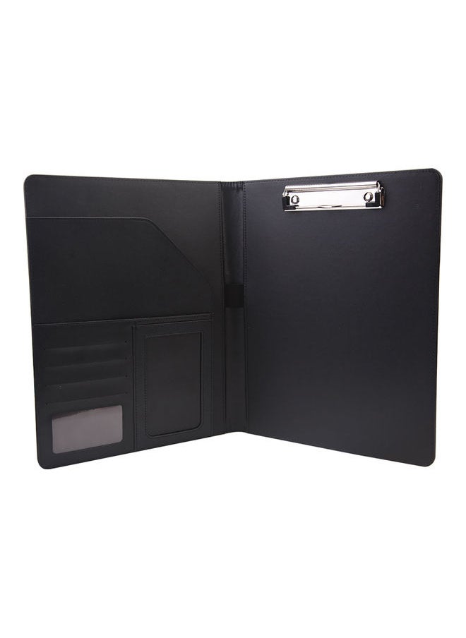 Generic - A4 Multi-Functional File Folder PU Leather Business Padfolio Paper Document Storage Organizer Black - Image 1