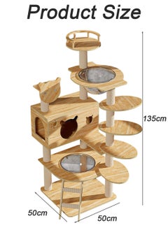 Wooden Pet Cat Climbing Frame Cat Tree Toy With Cat House Cat Jumping Platform Claw Sharpening Cat Scratching Post 50*50*135cm - pzsku/ZCA2A139A124CEF7E9D99Z/45/_/1718092184/a3a9ec75-d9a9-4475-aa73-23b5eb270ad4