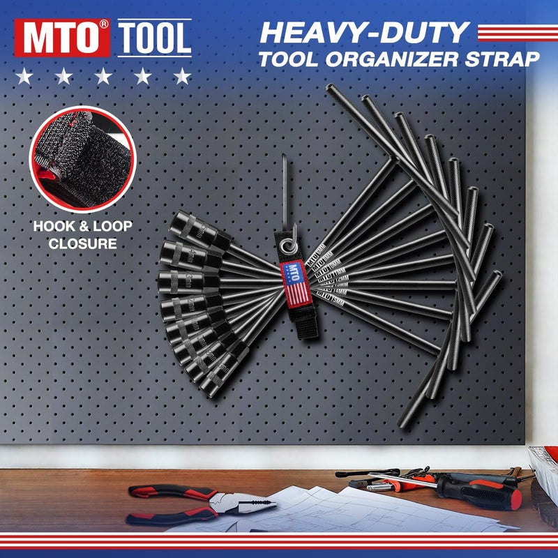 MTO T-Handle Metric Socket Wrench Set, 6-Point (6mm-15mm, 17mm, 19mm) with Hanging Organizer Strap, Cr-V Steel Lug Wrench Hex Socket for Motorcycle Car Bicycle Repair (12 Pack) - Image 4
