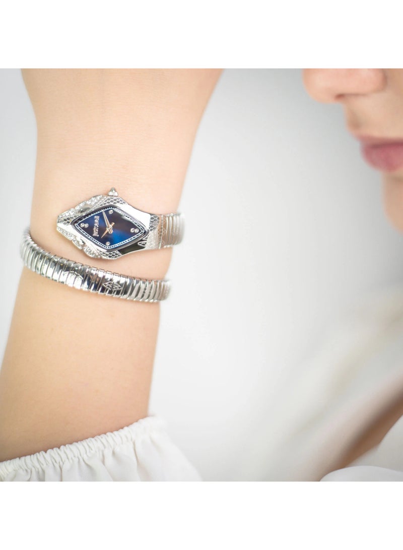 Just Cavalli Women's Ferocious Design Blue Dial Silver Tone Watch - JC1L306M0015 - Image 4