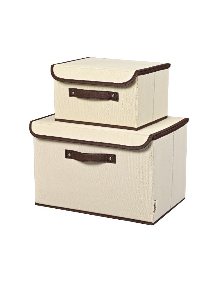 Dayelux™ Fabric Storage Box Set with Lid – 2 Pieces in Different Sizes – Elegant Organizer for Closets & Shelves – Foldable and Easy to Carry - Image 1