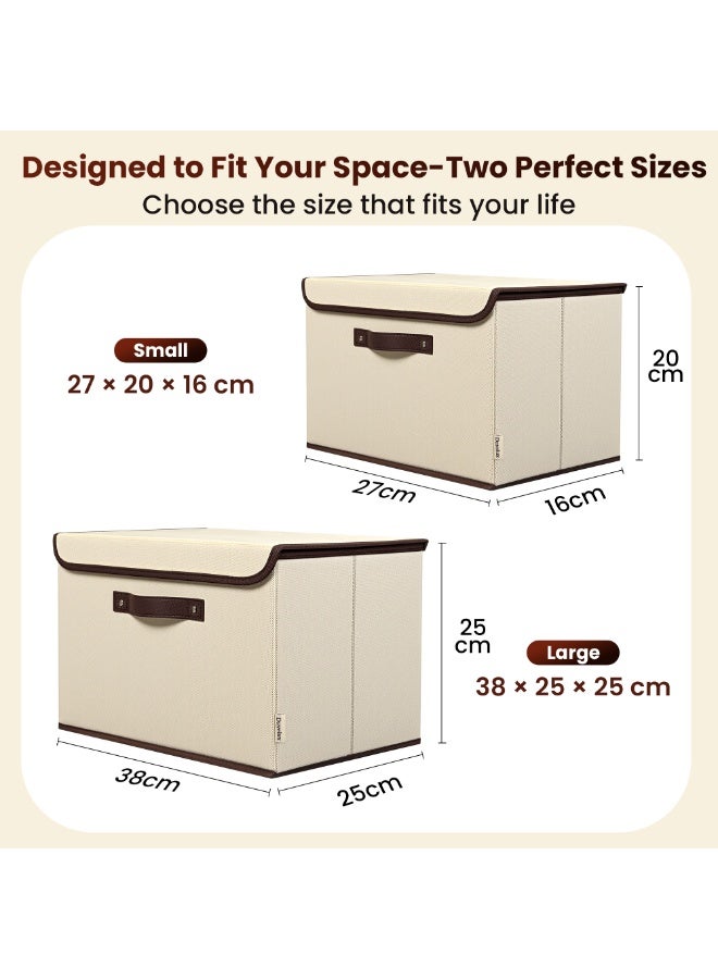 Dayelux™ Fabric Storage Box Set with Lid – 2 Pieces in Different Sizes – Elegant Organizer for Closets & Shelves – Foldable and Easy to Carry - Image 2
