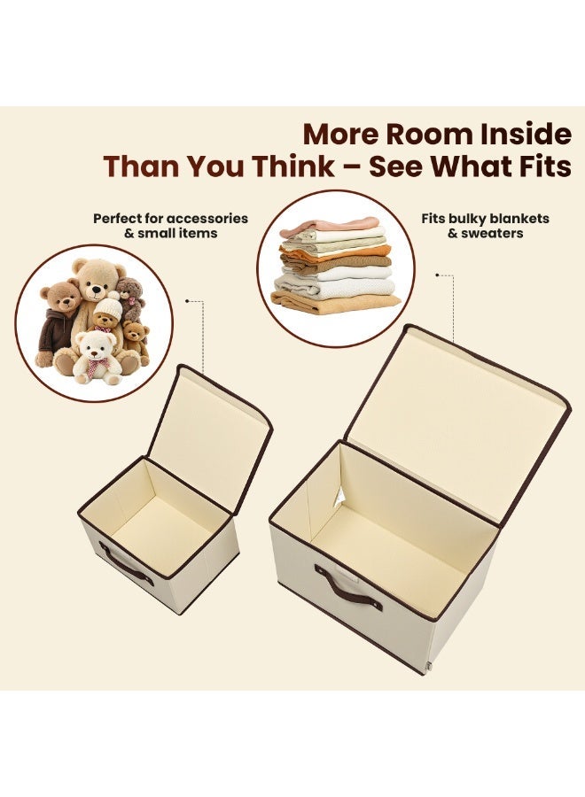 Dayelux™ Fabric Storage Box Set with Lid – 2 Pieces in Different Sizes – Elegant Organizer for Closets & Shelves – Foldable and Easy to Carry - Image 3