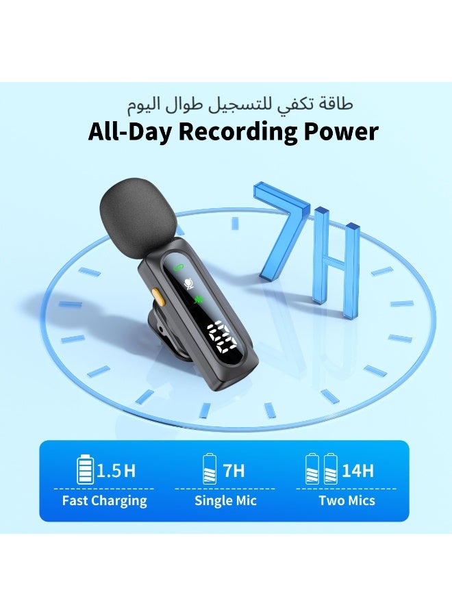 XICEN Wireless Lavalier Microphone – Mini Microphone with Noise Cancellation & Digital Battery Display,  Lightning/ USB-C Adapters, Bluetooth Mini Microphone for iPhone, Android, iPad, Tablet, for Video Recording Vlog Interviews - Image 4