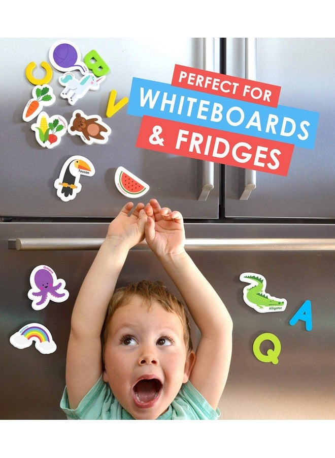 Curious Columbus أشياء وحروف مغناطيسية. مجموعة من 78 مغناطيس فوم تشمل 52 صورة و26 مغناطيس حرف كبير من أ إلى ي. أفضل لعبة تعليمية لتعلم مرحلة ما قبل المدرسة. - Image 4