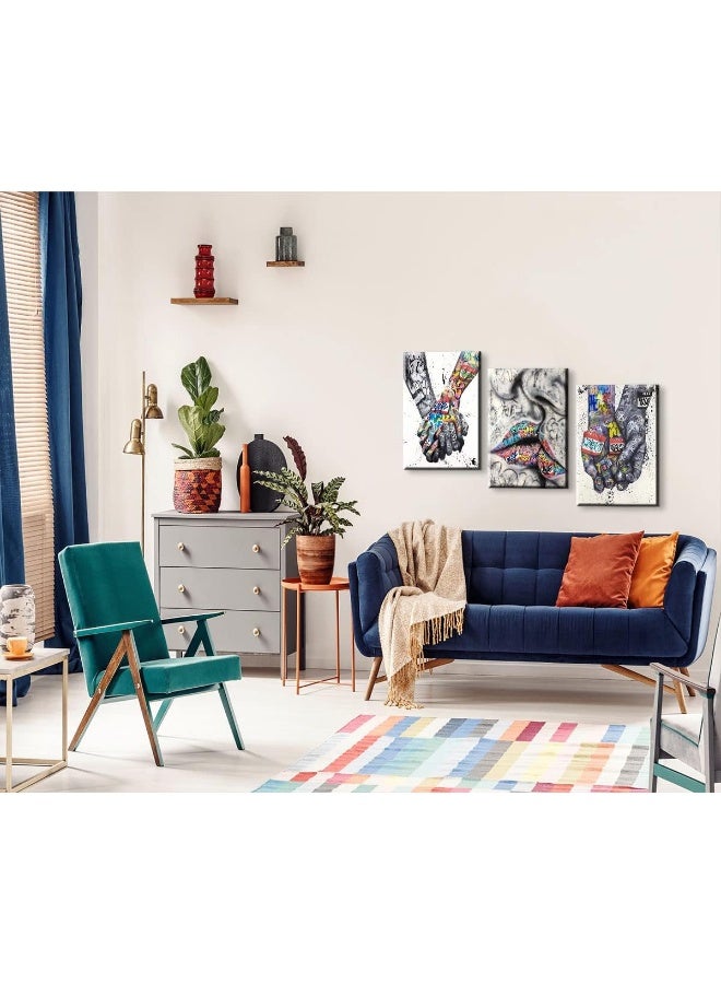 Mistyefly 3 Piece Graffiti Wall Art Colorful Decor Poster Street Canvas Pop Painting Framed for Bedroom Living Room - Image 5
