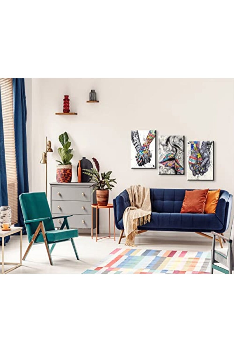Mistyefly 3 Piece Graffiti Wall Art Colorful Decor Poster Street Canvas Pop Painting Framed for Bedroom Living Room - Image 3