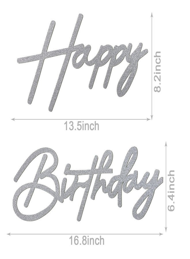 MASTRON Happy Birthday Sign for Backdrop - Glitter Silver Felt 'Happy Birthday' Letter Sign for Balloon Arch Backdrop Decorations - Image 2