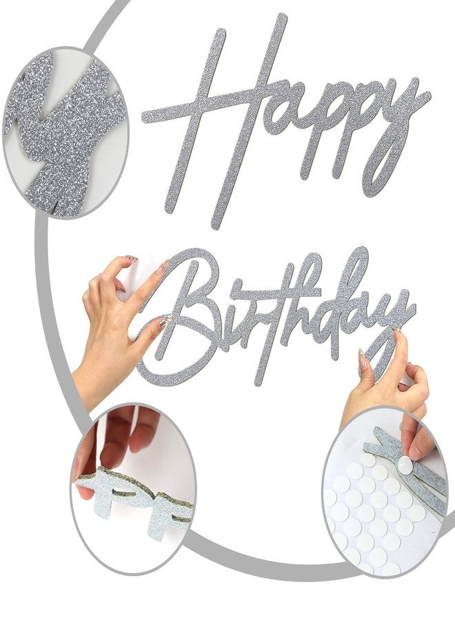 MASTRON Happy Birthday Sign for Backdrop - Glitter Silver Felt 'Happy Birthday' Letter Sign for Balloon Arch Backdrop Decorations - Image 4
