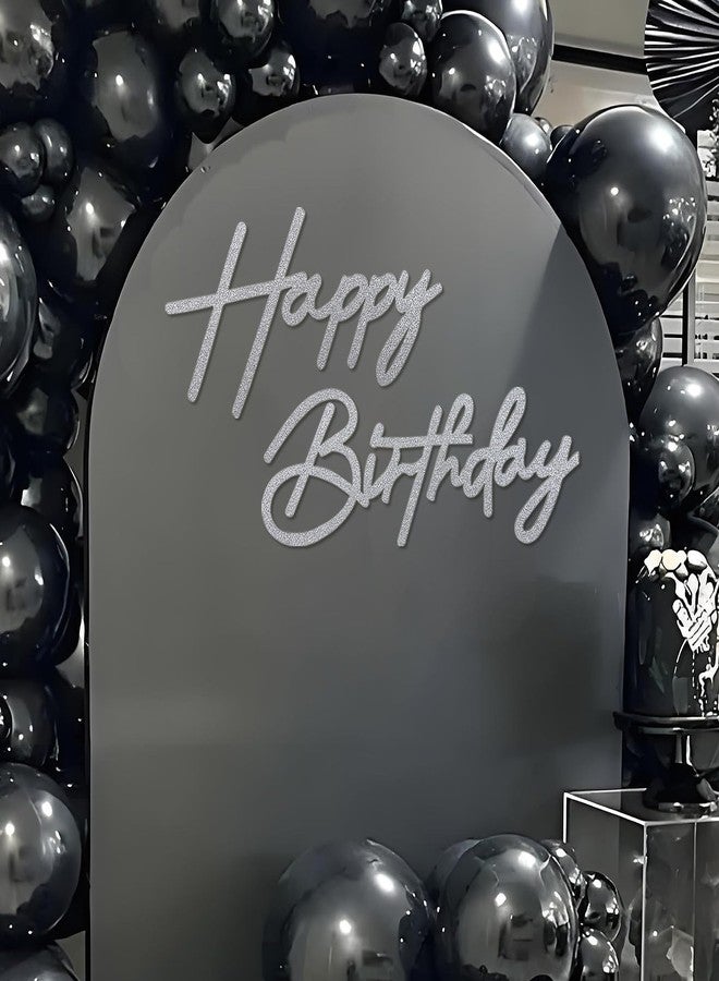 MASTRON Happy Birthday Sign for Backdrop - Glitter Silver Felt 'Happy Birthday' Letter Sign for Balloon Arch Backdrop Decorations - Image 1