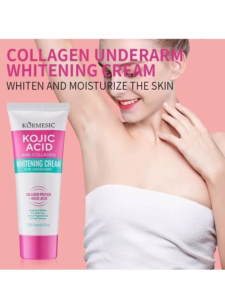Kojic Acid and Collagen Whitening Cream for Underarm, reduce the appearance of dark spots and uneven pigmentation, 50ml