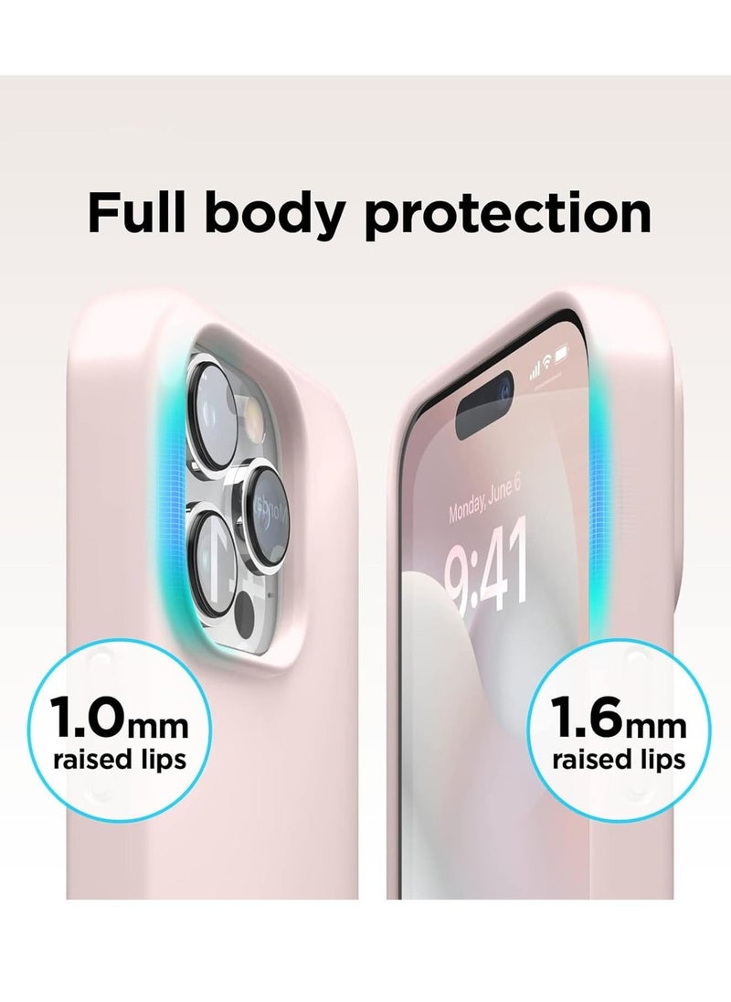 vesus [3-in-1] iPhone 15 Plus Case Bundle â€“ Pink Premium Liquid Silicone Shockproof Cover with 9H Tempered Glass Protector - Image 3