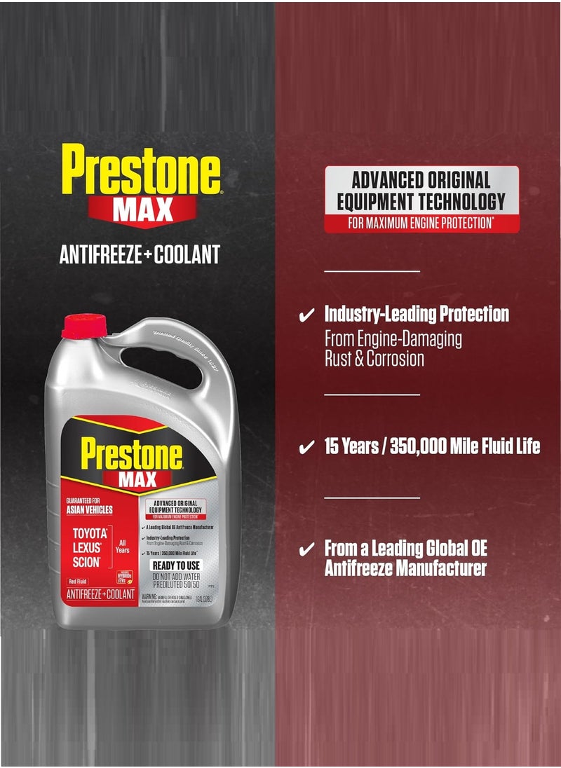 Prestone - Prestone MAX Asian Vehicles (Red) Antifreeze + Coolant – Ready to Use 50/50, 1 Gallon – Pack of One - Image 1
