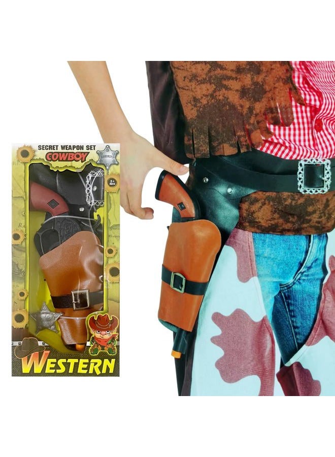 GAGIFT WORLD Cowboy Toys, Cap Gun and Holster Set for Adults, Toy Revolver and Adjustable Belt, Western Costume Accessory for Men Novelty Gifts for Halloween Birthday Christmas - Image 1