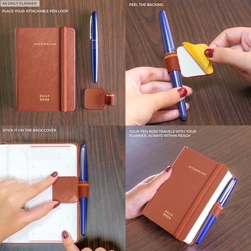 NEORAH — A6 DAILY DATED Planner 2026 ACCOMPLISH - 512 Pages of Yearly•12 Month•52 Week+Hourly•365 Daily Journal Pages•Budget•Habit Tracker-Office Diary Academic - Hardcover[Pen Loop Attachable](UMBER) - Image 3