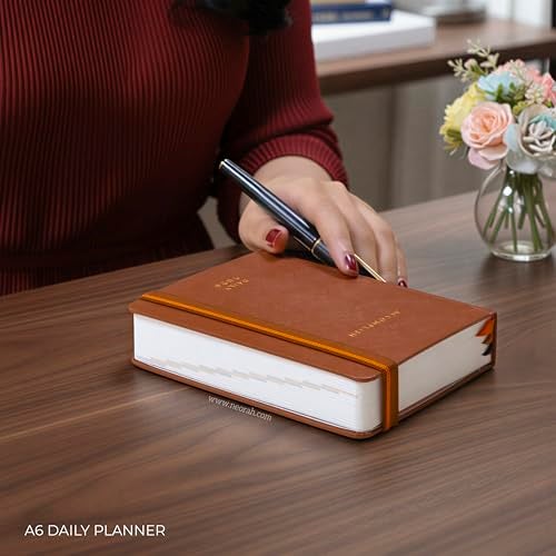 NEORAH — A6 DAILY DATED Planner 2026 ACCOMPLISH - 512 Pages of Yearly•12 Month•52 Week+Hourly•365 Daily Journal Pages•Budget•Habit Tracker-Office Diary Academic - Hardcover[Pen Loop Attachable](UMBER) - Image 2