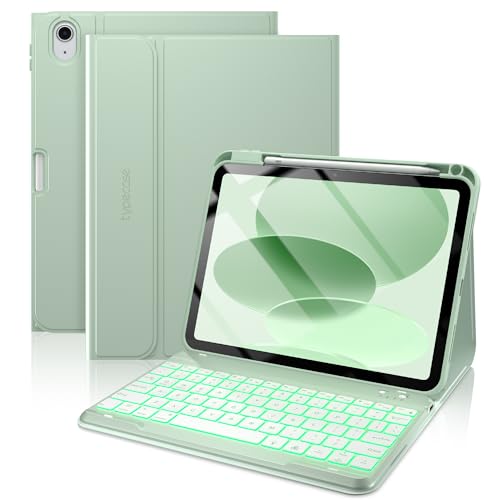 typecase Folio Keyboard Case for iPad 10th Gen 10.9 inch (2022) and iPad 11th (A16, 2025), Magnetic Wireless Detachable Keyboard, 7-Color Backlight, Thin & Light, Pencil Holder – Sage Green - Image 1