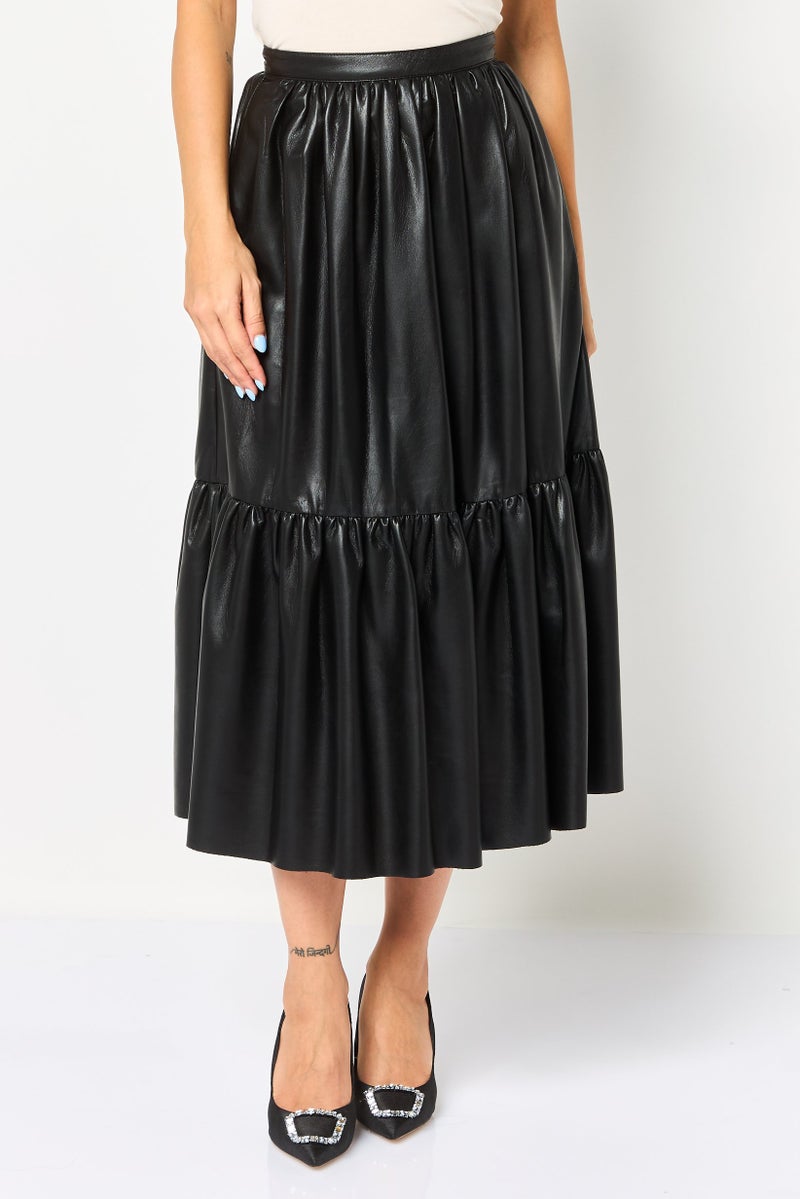PINKO Women Plain Midi Skirt, Black - Image 1