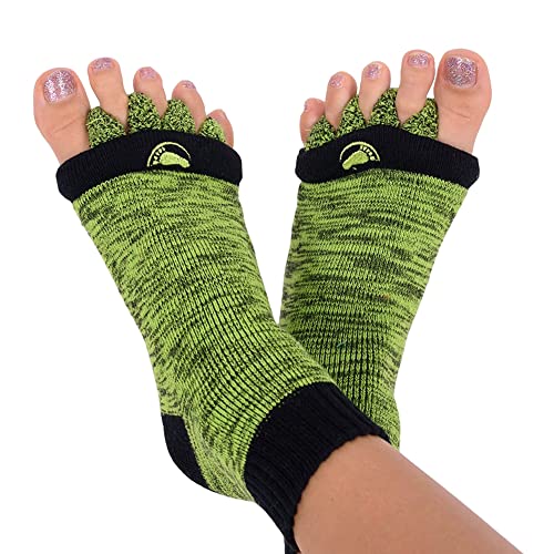 My Happy Feet Foot Alignment Socks with Toe Separators for Men or Women Green and Black - Image 1