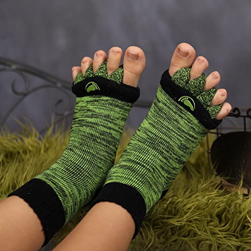 My Happy Feet Foot Alignment Socks with Toe Separators for Men or Women Green and Black - Image 3