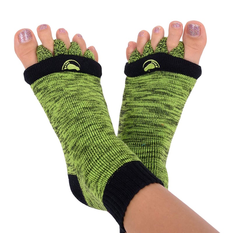My Happy Feet Foot Alignment Socks with Toe Separators for Men or Women Green and Black - Image 2