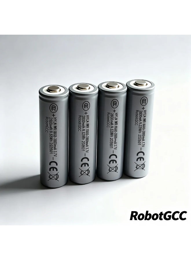 robotgcc 18650 Button Top Rechargeable Li-ion Battery 3.7V, True Capacity Lithium Ion Cells for Flashlights, Robotics, Arduino, LED Lights, DIY Electronics & Compatible Devices, 4 Pack - Image 1