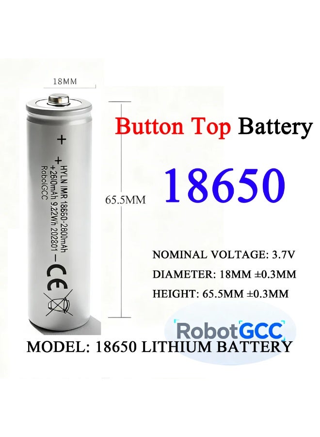 robotgcc 18650 Button Top Rechargeable Li-ion Battery 3.7V, True Capacity Lithium Ion Cells for Flashlights, Robotics, Arduino, LED Lights, DIY Electronics & Compatible Devices, 4 Pack - Image 2
