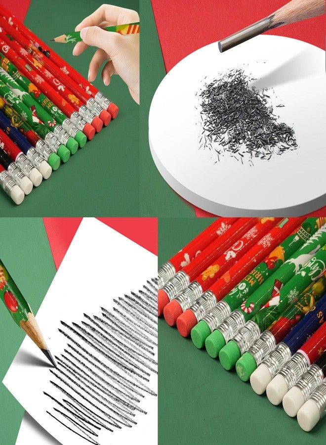 YYaaloa 96 Pcs Wooden Pencil with Eraser Christmas Colorful Pencils Novelty Pencils Fun Supplies Holiday Gift Office Supply Writing (96pcs, Christmas) - Image 3