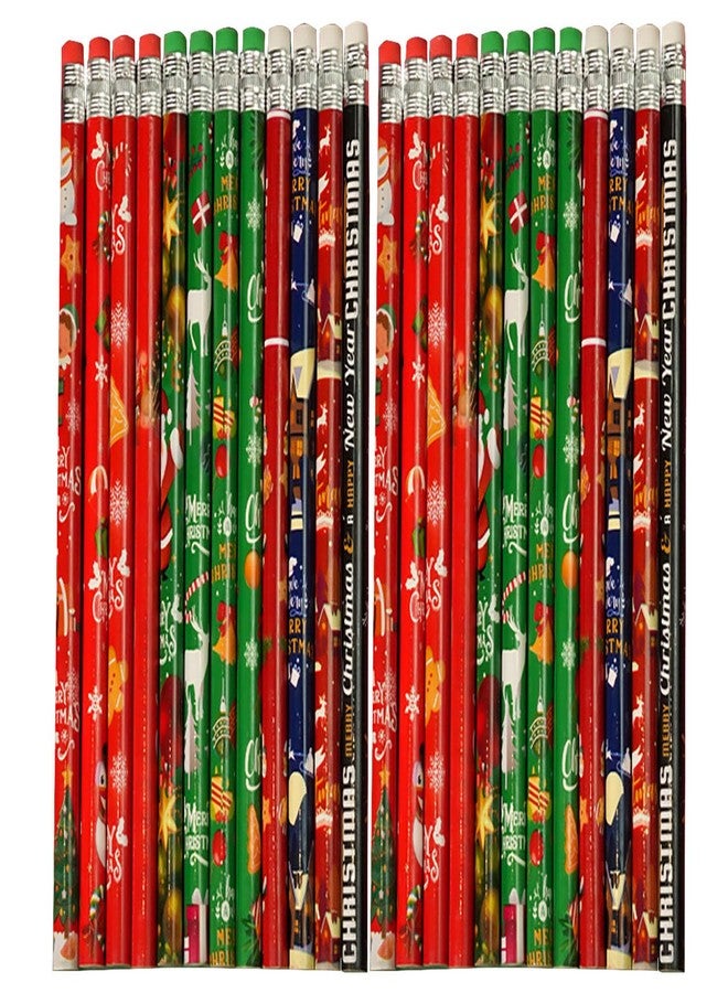 YYaaloa 96 Pcs Wooden Pencil with Eraser Christmas Colorful Pencils Novelty Pencils Fun Supplies Holiday Gift Office Supply Writing (96pcs, Christmas) - Image 1
