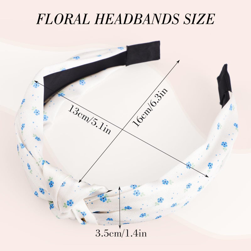obeoby 8Pcs Floral Headbands for Keep Your Hairstyle, Trendy Knotted Headband for Spring Summer Outfit Non Slip Gifts for Granddaughter - Image 2