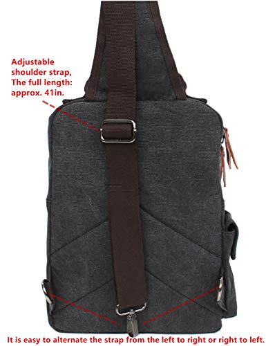 Leaper Retro Crossbody Bag Sling Bag Canvas Messenger Bag for Men Women Shoulder Bag Crossbody Handbags Satchel Coffee, M - Image 5