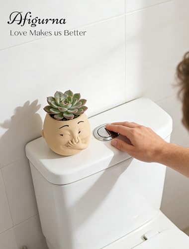 Afigurna Funny Bathroom Planter Decor: Quirky Holding Nose Plant Pot Indoor for Bathroom Counter - Succulent Pot with Drainage - Unique Face Planter for Guest Bath room Counter Shelf Toilet Decoration - Image 2