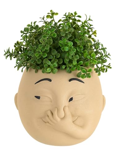 Afigurna Funny Bathroom Planter Decor: Quirky Holding Nose Plant Pot Indoor for Bathroom Counter - Succulent Pot with Drainage - Unique Face Planter for Guest Bath room Counter Shelf Toilet Decoration - Image 1