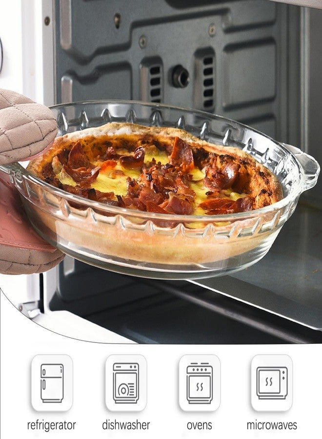 DOERDO DD DOERDO Glass Pie Plate 9 Inch Round Deep Dish Pie pan with Handles Clear Baking Pan for Pie Cheese Cakes, 25.5x22CM - Image 4