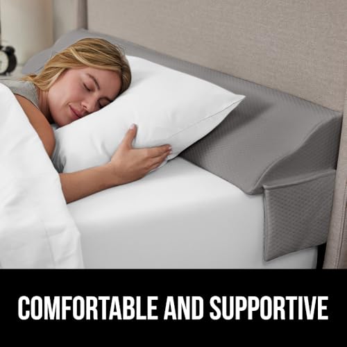 GORILLA GRIP Patent Pending Queen Bed Wedge Pillow Headboard Gap Filler, US Designed, Comfortable Supportive High Density Foam Pillows, Stay in Place Gripping Dots, Wedges Between Mattress, Soft Gray - Image 5