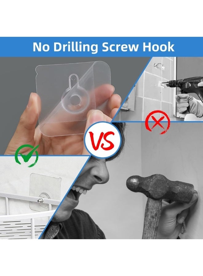 10 pcs Heavy Duty Wall Hooks Self Adhesive Hook Strong Nail Transparent Screw Holder Self Sticking Wall Hooks for Bathroom Kitchen Wall Hanging Ceiling Screw Net Length 8mm  - Image 2
