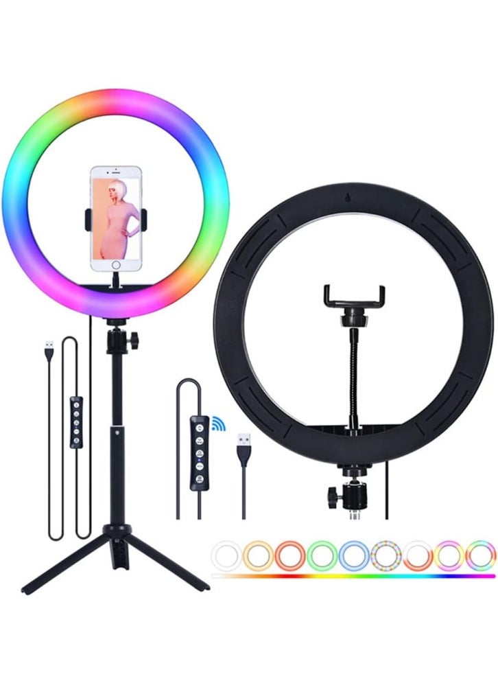 Generic - Selfie Ring Light with USB and Phone Holder – Multi-Color LED Lighting for Photography & Video – Universal Clip Mount - Image 1