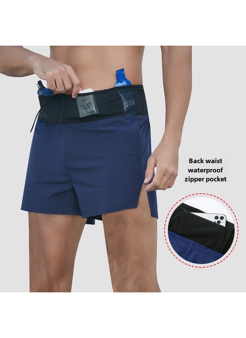 Generic Mens High Waist Running Shorts Quick-Dry Marathon Training Navy  - Image 5