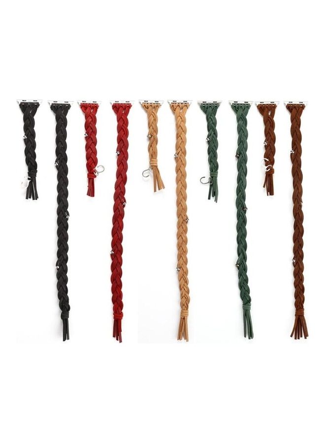 NIBEMINENT Hand-Woven Leather Watchband For Apple Watch Series 7/6/SE/5/4/3/2/1 41/40/38mm Black - Image 5