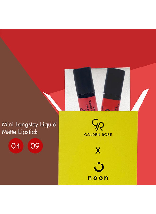 Golden Rose - Mini Longstay Liquid Matte Lipstick ( Set of 2) -No. 4 and 10 - Image 1