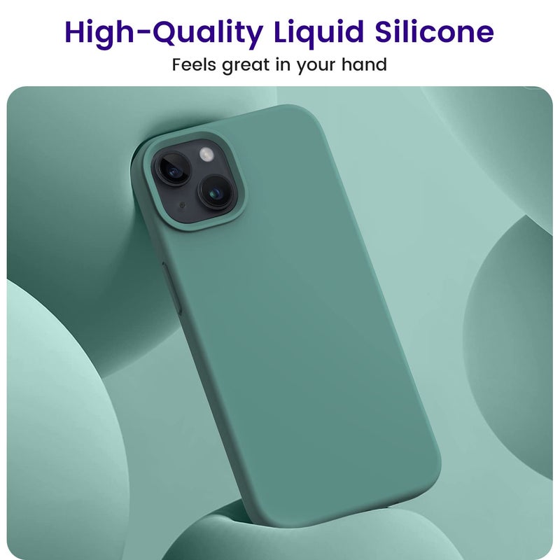 OTOFLY Designed for iPhone 13 Case, Silicone Shockproof Slim Thin Phone Case for iPhone 13 6.1 inch Midnight Green - Image 4