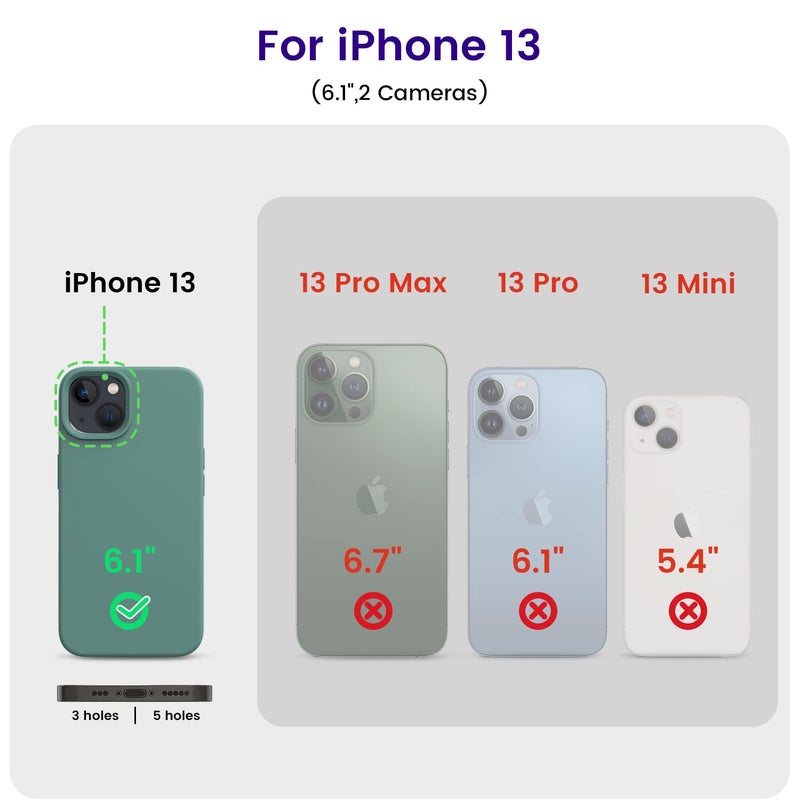 OTOFLY Designed for iPhone 13 Case, Silicone Shockproof Slim Thin Phone Case for iPhone 13 6.1 inch Midnight Green - Image 5