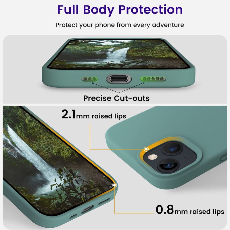 OTOFLY Designed for iPhone 13 Case, Silicone Shockproof Slim Thin Phone Case for iPhone 13 6.1 inch Midnight Green - Image 3
