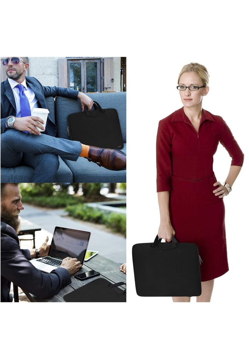 Laptop Tablet Sleeve Case Slim Travel Men Women Handle Bag Durable Business Messenger Briefcases For MacBook Air Pro Retina (11inch Black) - Image 5