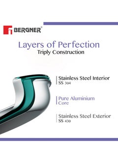 BERGNER Bergner BE Bergner Essentials Tri-Ply Stainless Steel 10cm (300ml) Tadka Pan, for Spice Tempering/Seasoning, Long Wire Handle, Smooth Finished Surface, Induction Bottom and Gas Stove Ready  - Image 1