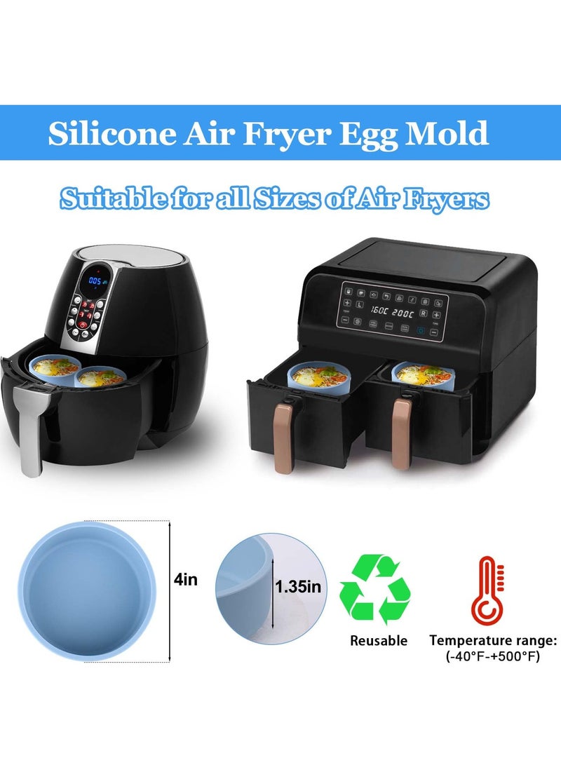 SYOSI Silicone Air Fryer Egg Mold 3 Pcs Reusable Nonstick Egg Bites Pan with Lid Sous Vide Egg Bite Maker Alternative to Microwave Egg Cooker Dishwasher Safe BPA Free Air Fryer Accessories Blue - Image 3