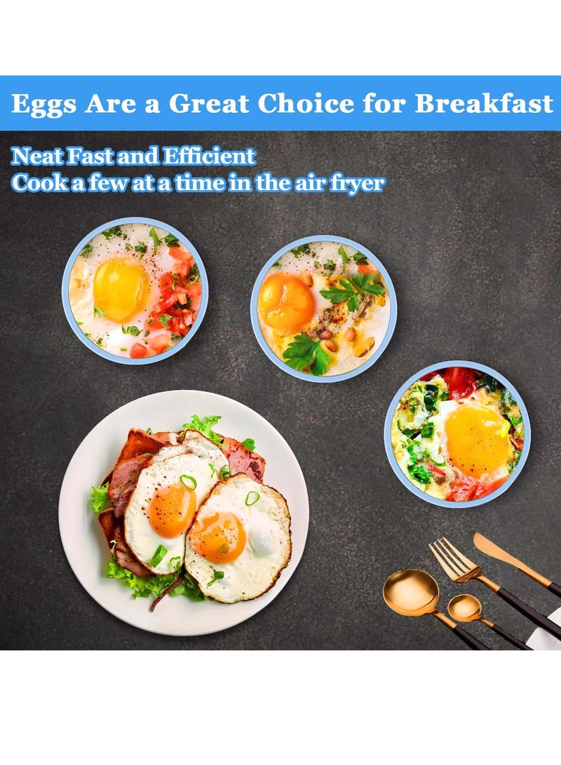 SYOSI Silicone Air Fryer Egg Mold 3 Pcs Reusable Nonstick Egg Bites Pan with Lid Sous Vide Egg Bite Maker Alternative to Microwave Egg Cooker Dishwasher Safe BPA Free Air Fryer Accessories Blue - Image 2